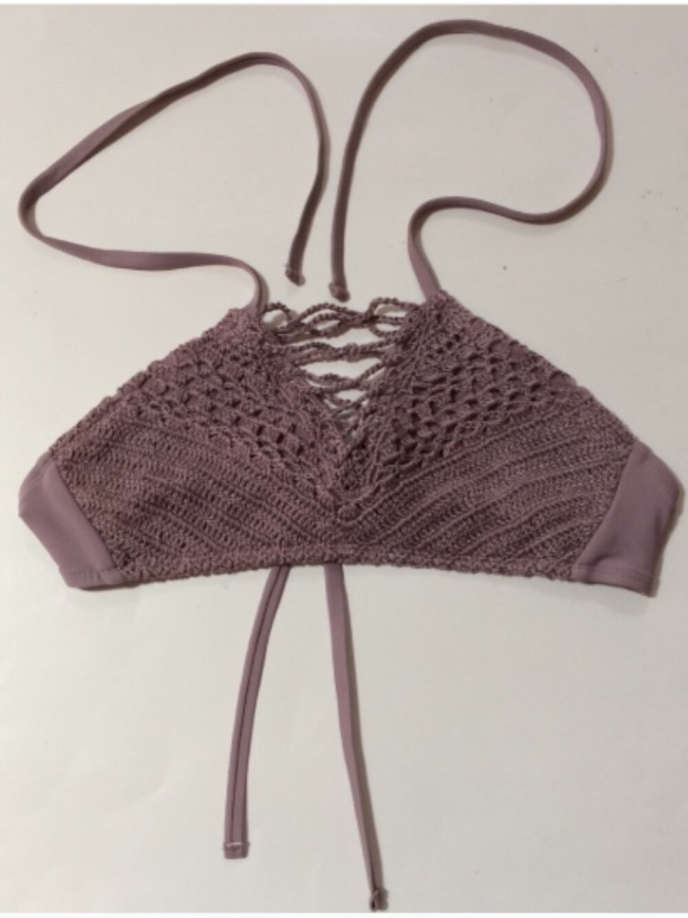 Ika-Kul Two-Piece Matching Crochet Halter Bikini, Purple - Size Medium